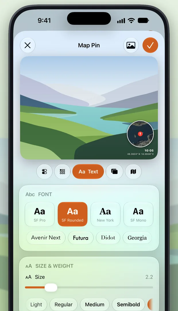 GeoStamp on iPhone: Editor screen